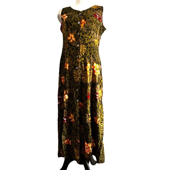 Vintage Floral Racerback Boho Maxi Dress Sz 12 by Scarlett Green Animal Print - Picture 5 of 15